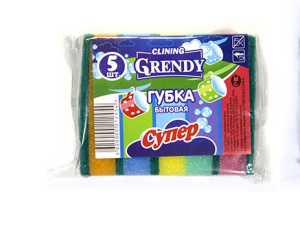 Губка для посуды Grendy Супер 100*65*25 5шт 30ящ