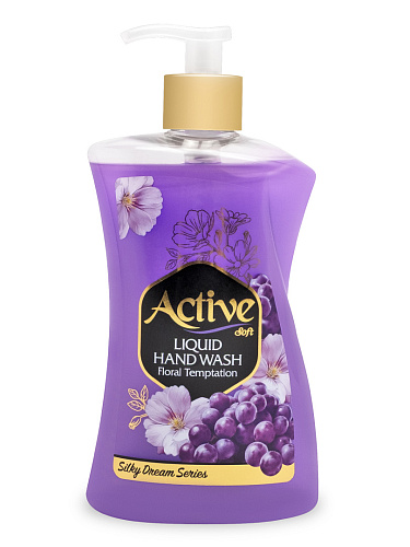 Жидкое мыло Active жемчуг парфюм цветочный соблазн Purple 450мл 12шт