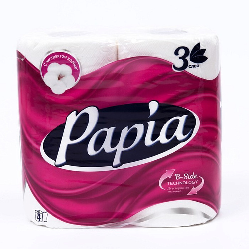Т.Бумага PAPIA 3сл 4рул 14бл в уп 