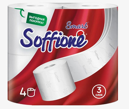 Т.Бумага Soffione Smart 3сл 4рул 10бл в уп 