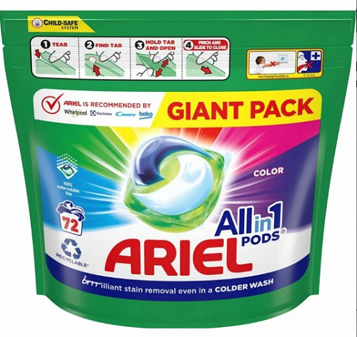 Капсулы для стирки Color ARIEL 72шт 2ящ