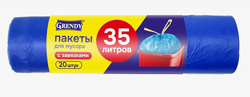 Пакеты для мусора с завязками 35л 20шт 30ящ