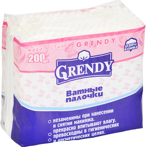 Ватные палочки Grendy п/э 200шт 28ящ